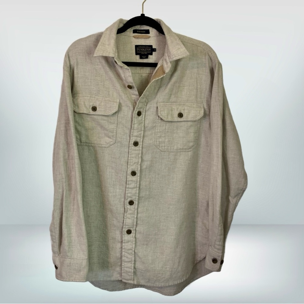 Pendleton Burnside Men’s Long Sleeve Button Up Flannel Shirt in Cream, size M